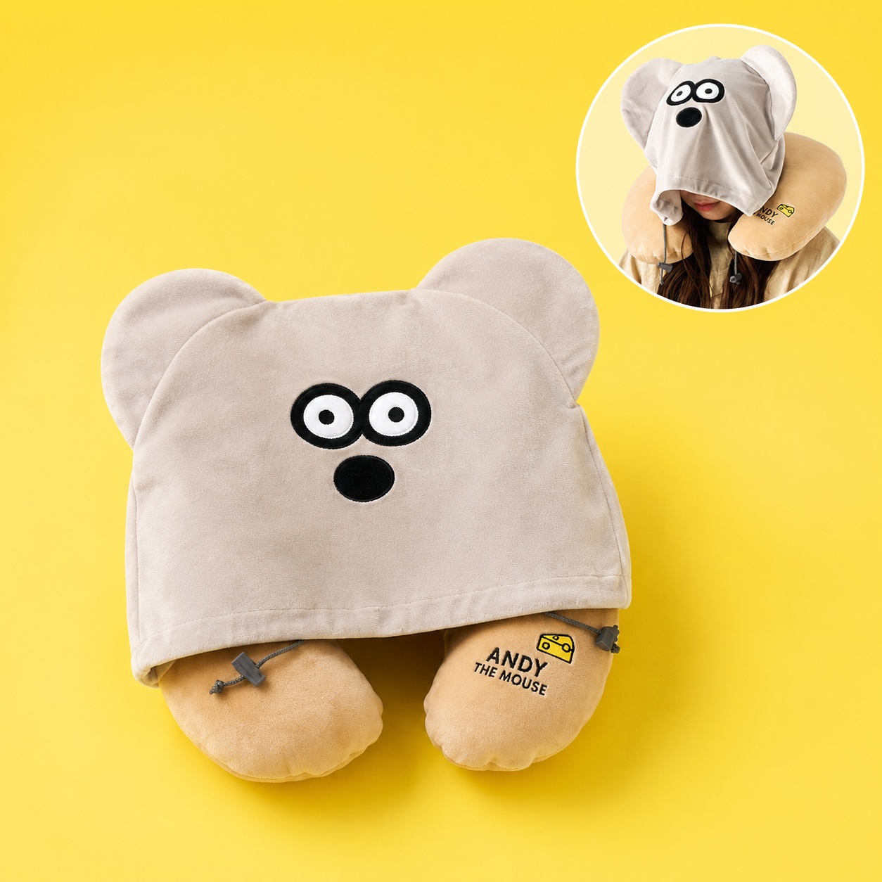 【50%OFF】ねずみのANDY 2WAYネックピロー