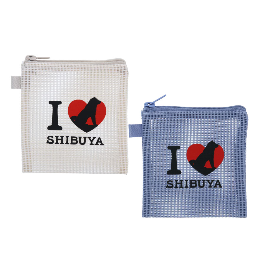 I LOVE SHIBUYA ハードメッシュフラットポーチ（SS）｜全2カラー
