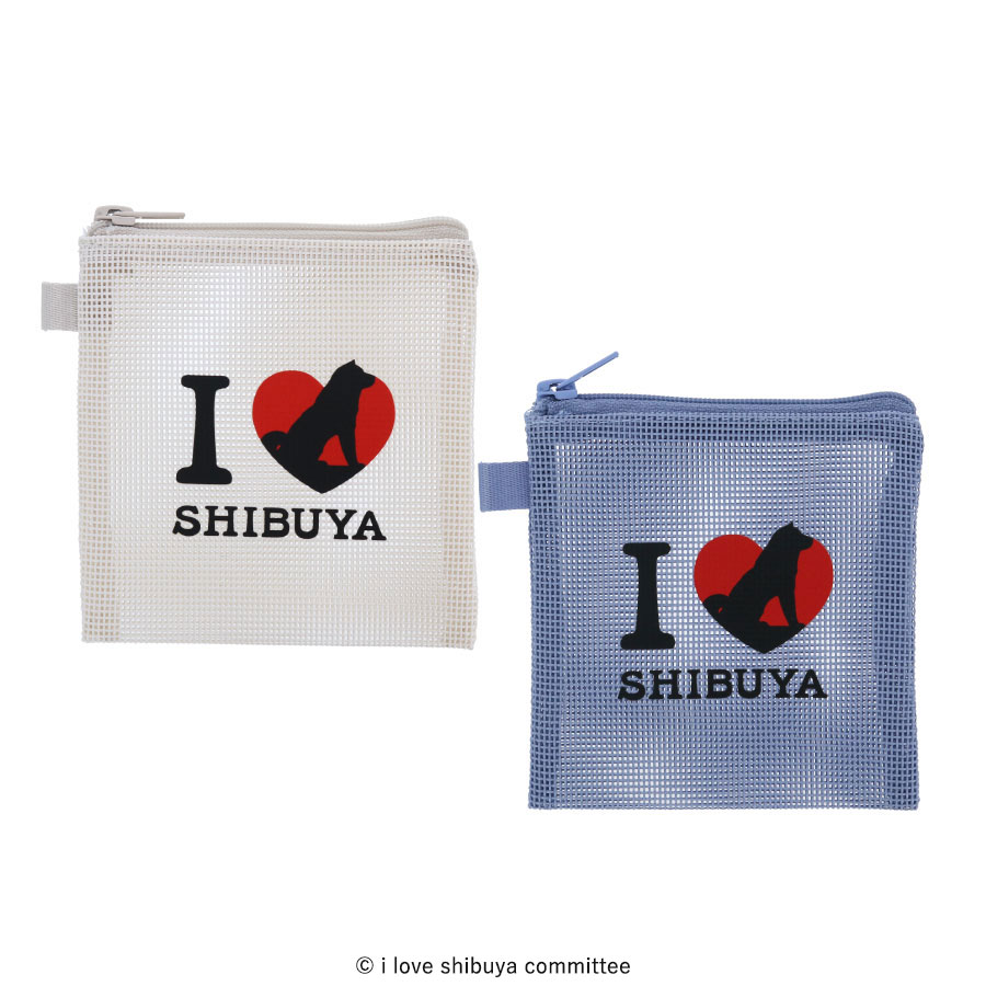 I LOVE SHIBUYA ハードメッシュフラットポーチ（SS）｜全2カラー