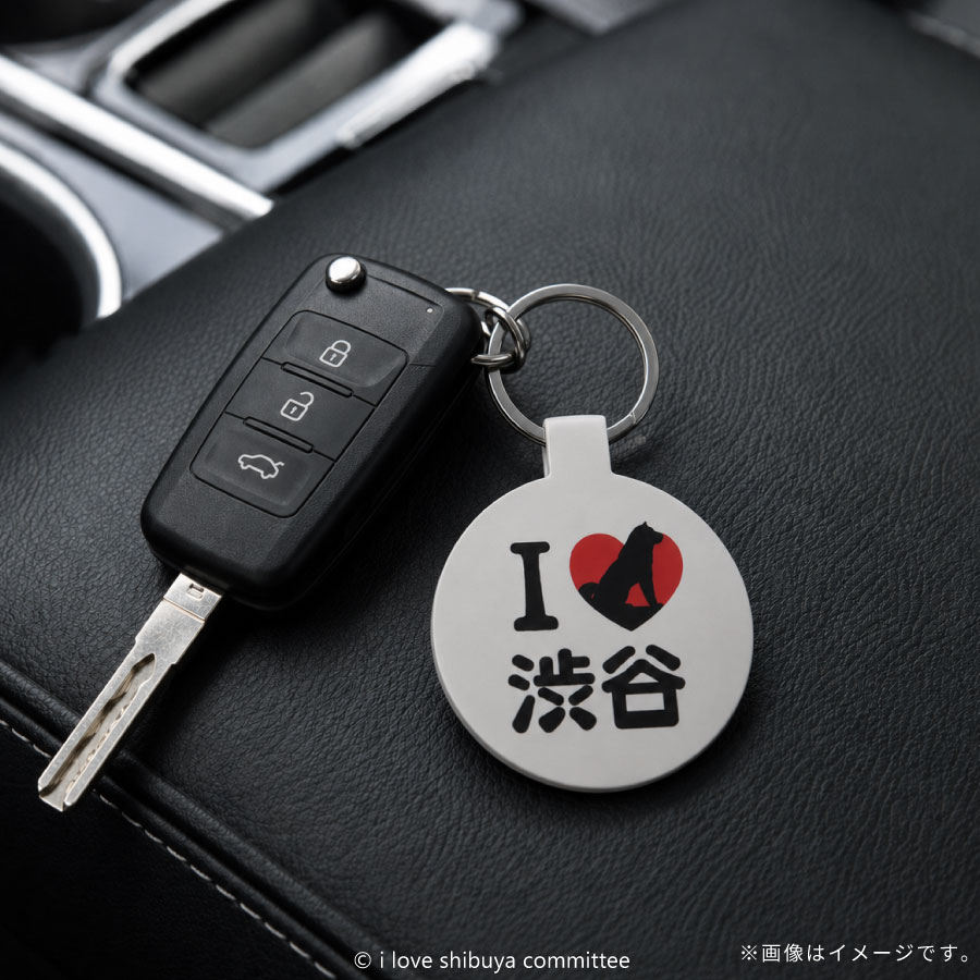 I LOVE SHIBUYA ミラー付きメタルキーホルダー(ラウンド)