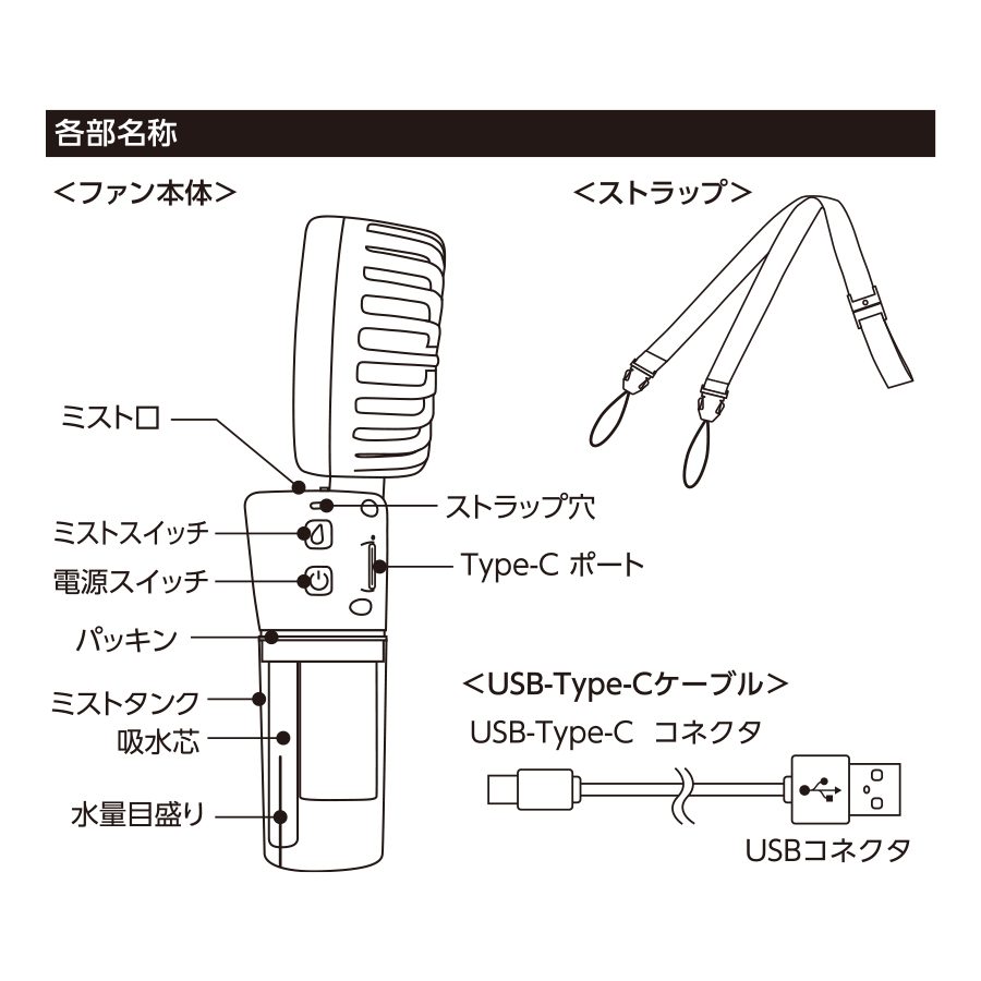 【自動ミスト機能】ポータブルミストUSB ハンディーファン｜全3カラー