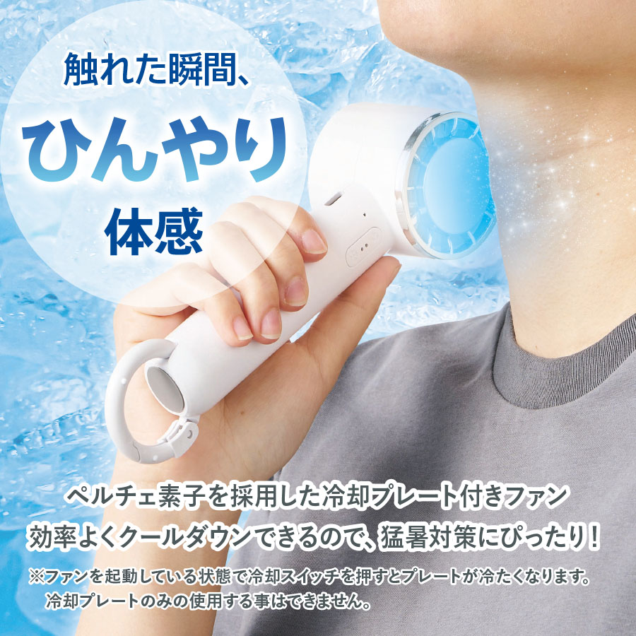 冷却プレートカラビナUSBハンディファン(リン酸鉄使用)| 全2カラー