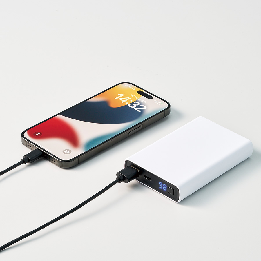 モバイルチャージャー10000mAh　デジタル表示付｜全2カラー ｜機内持ち込み可