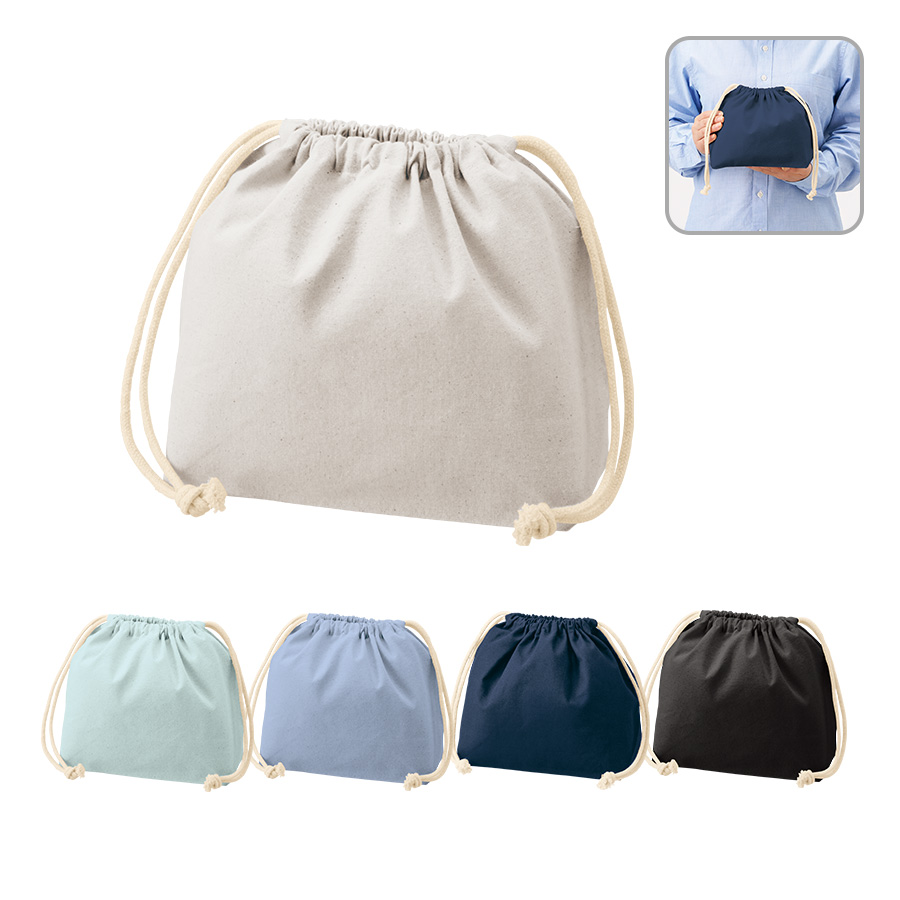 厚手コットンポーチ巾着（M）｜全6カラー