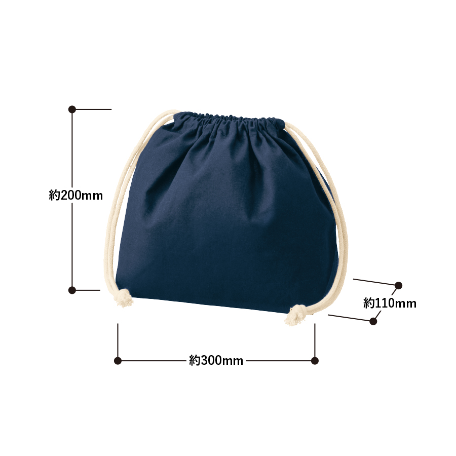 厚手コットンポーチ巾着（M）｜全6カラー