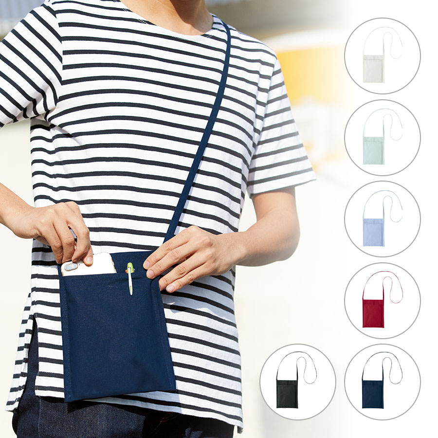 厚手コットン ミニサコッシュバッグ｜全7カラー