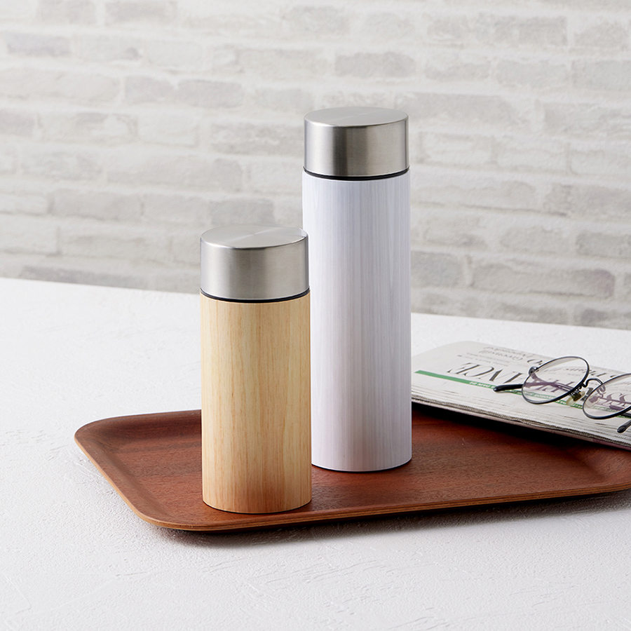 木目調ボディサーモボトル 450ml｜全3カラー