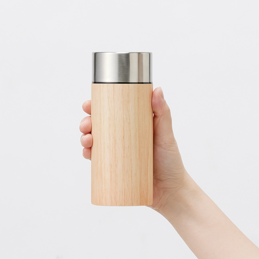 木目調ボディサーモボトル 300ml｜全3カラー