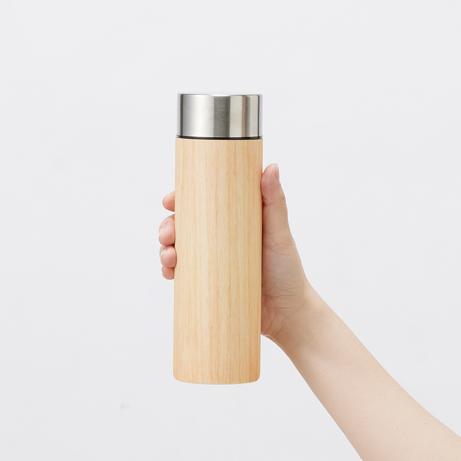 木目調ボディサーモボトル 450ml｜全3カラー