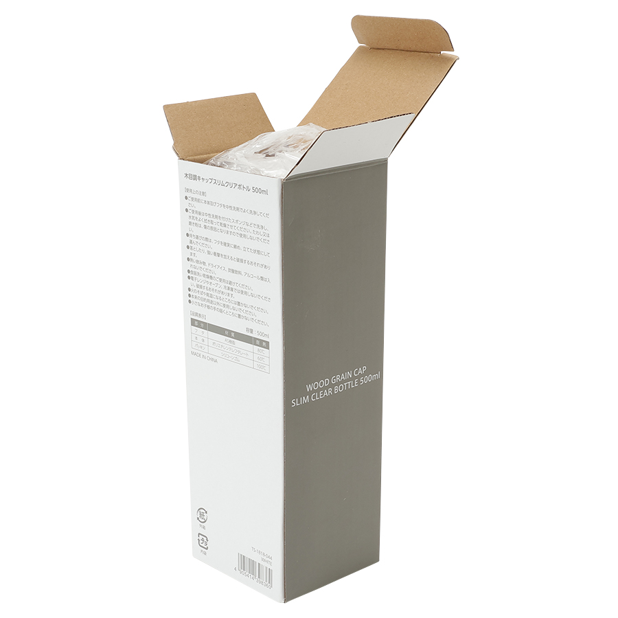 木目調キャップスリムクリアボトル 500ml｜全3カラー